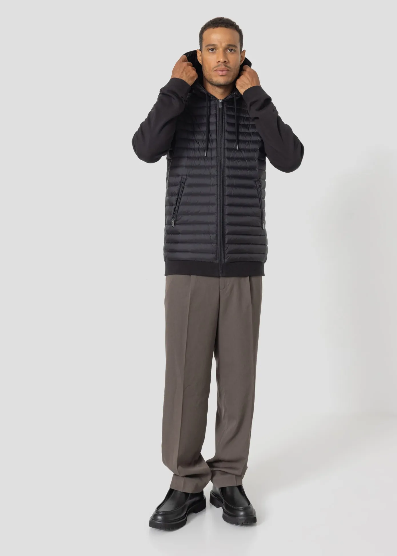 Veste bi-matière à capuche Noir Gummy 2.0