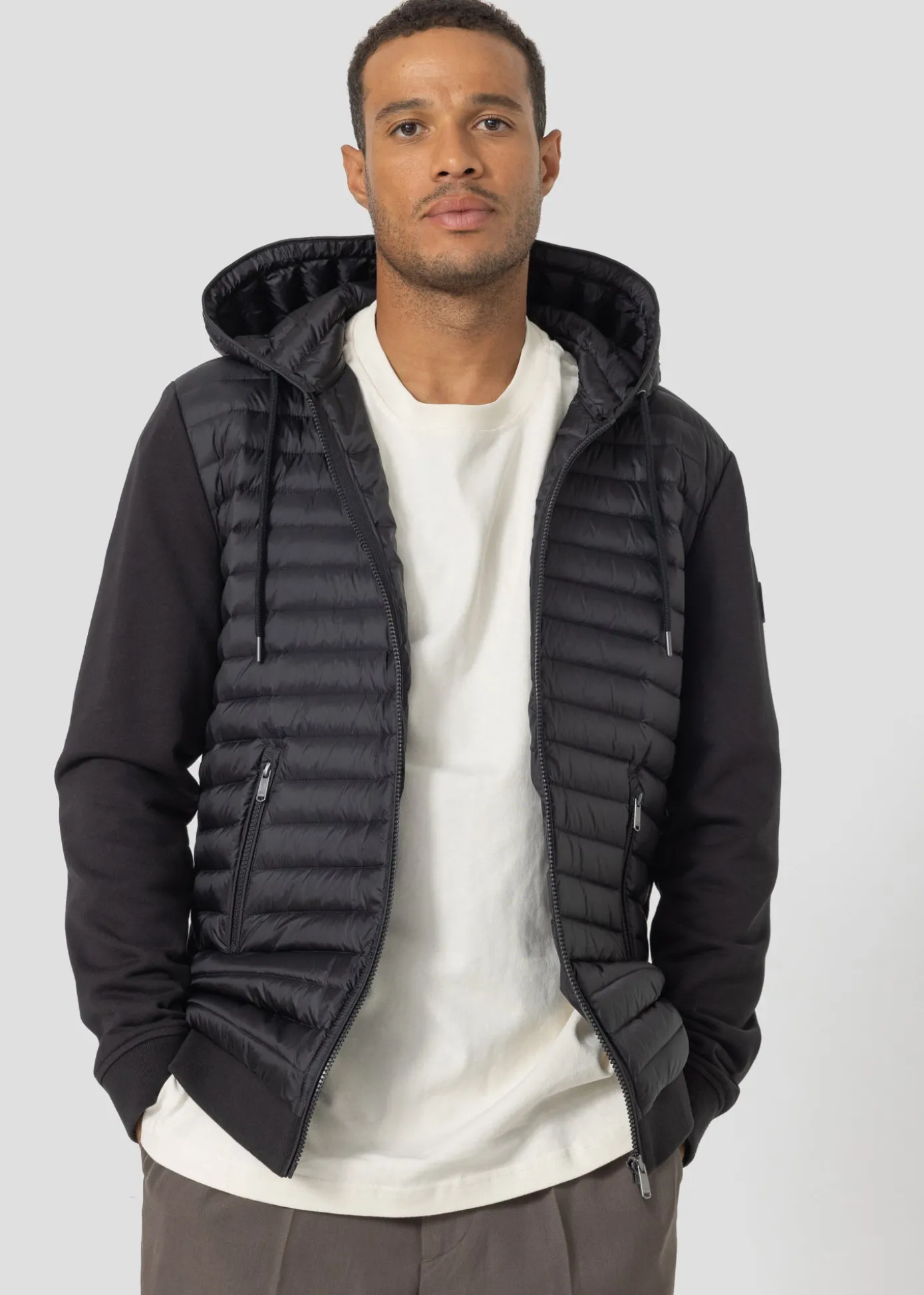 Veste bi-matière à capuche Noir Gummy 2.0