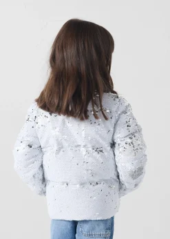 Veste enfant à sequins Blanc/argent Lina