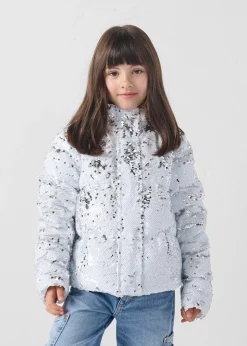 Veste enfant à sequins Blanc/argent Lina