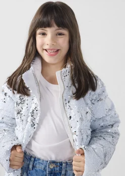 Veste enfant à sequins Blanc/argent Lina