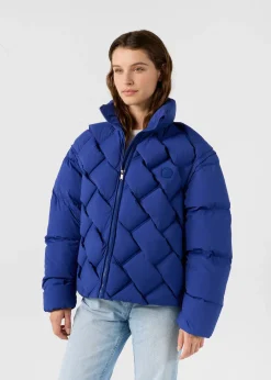 Veste Grand Froid puffer tressée Bleu cobalt Alya