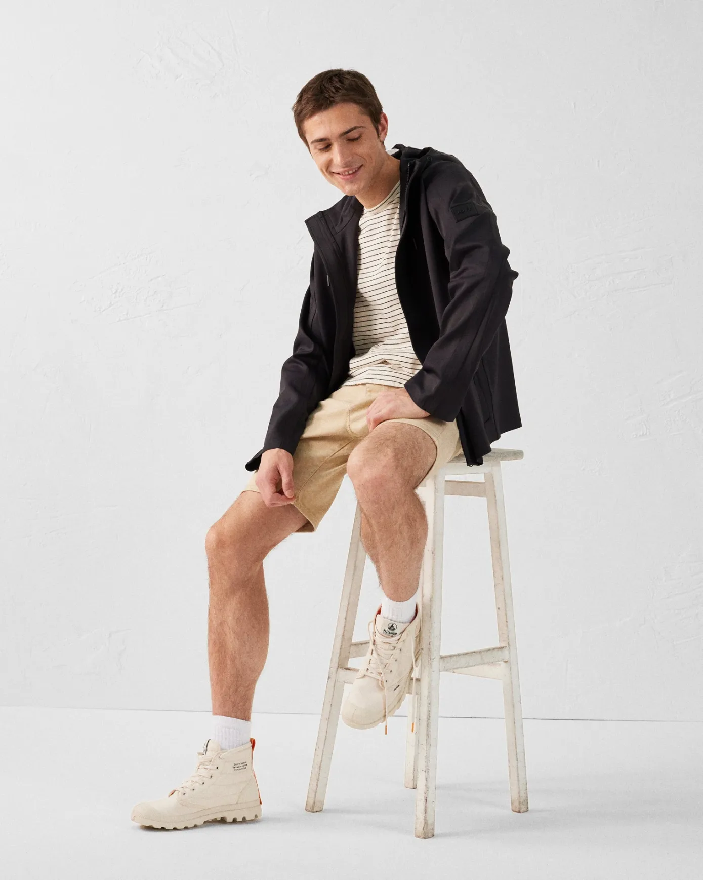 Veste 'oversize' bimatière Noir Ernest