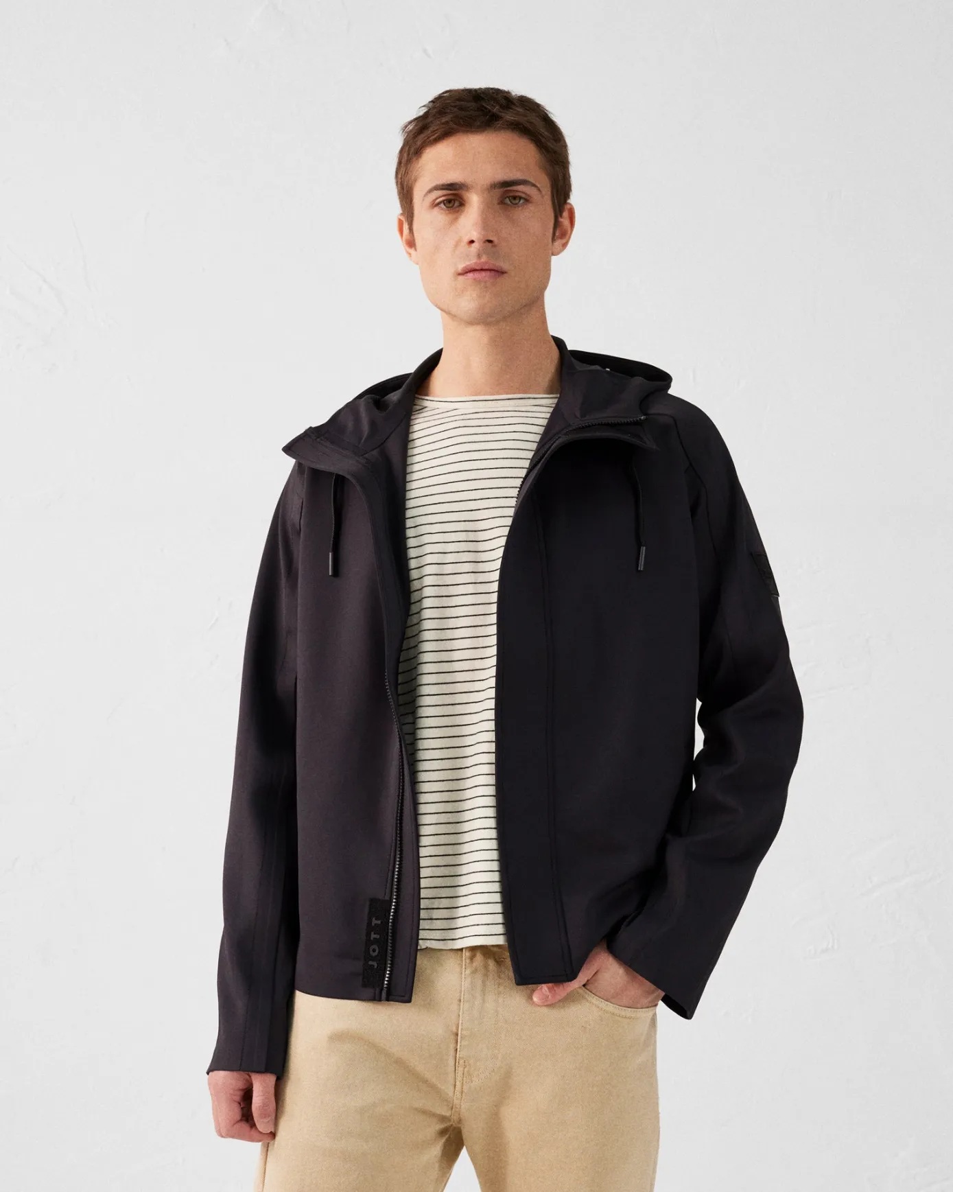 Veste 'oversize' bimatière Noir Ernest