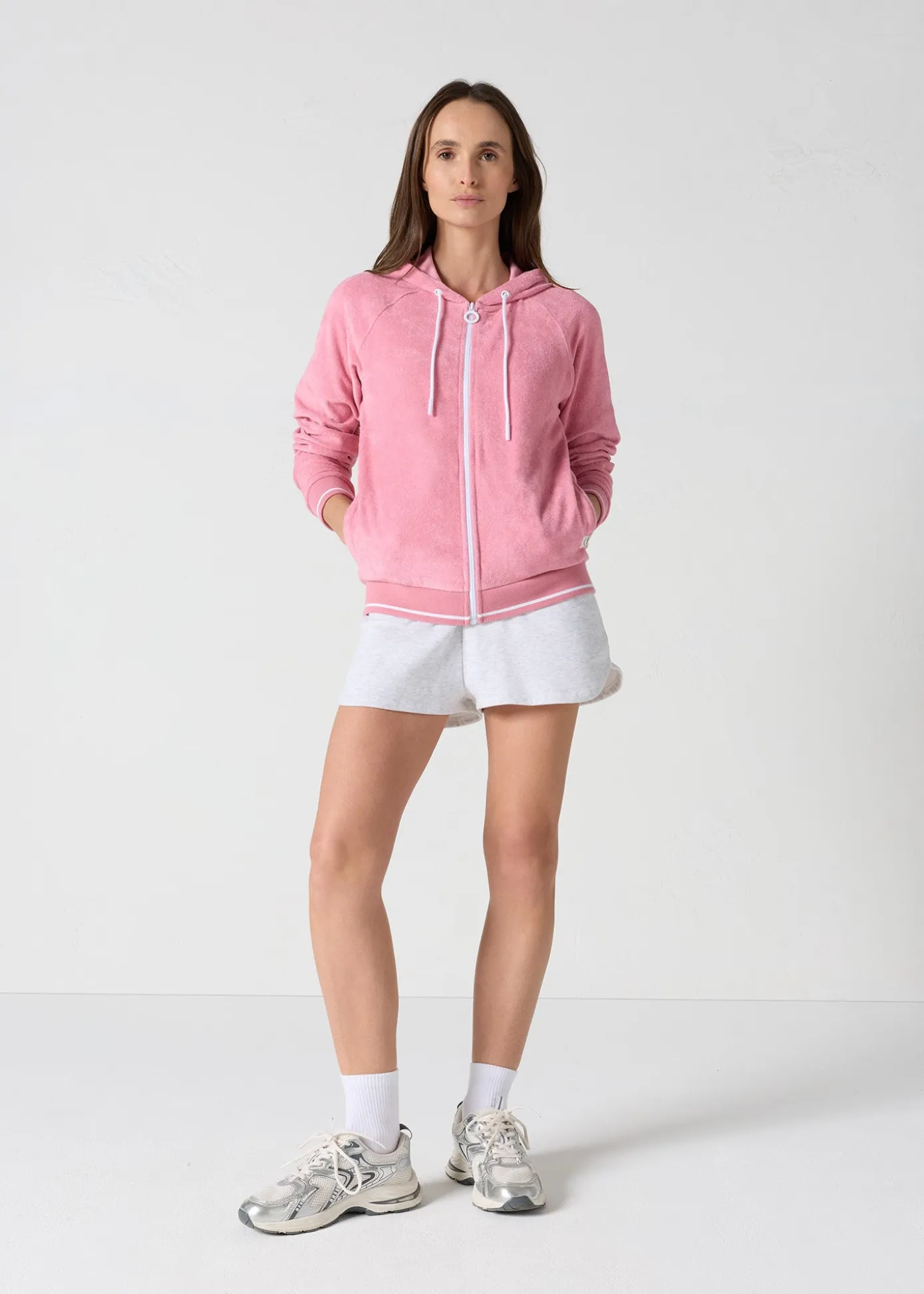 Veste zippée à capuche Pink antique Tellin