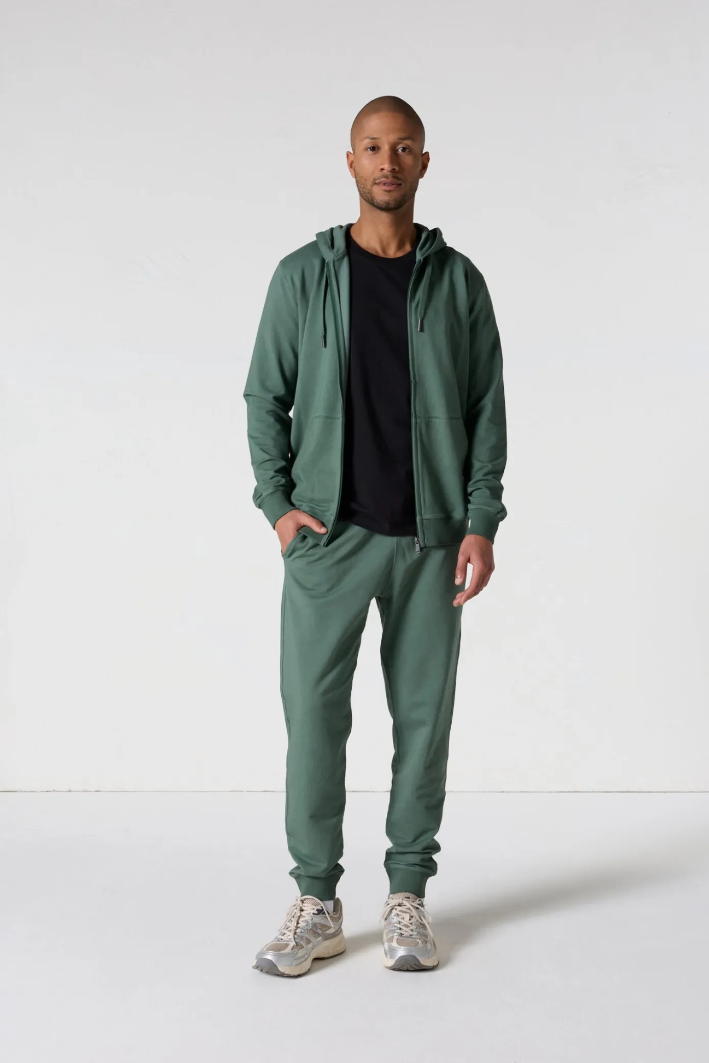 Veste zippée à capuche Vert sauge Edgar