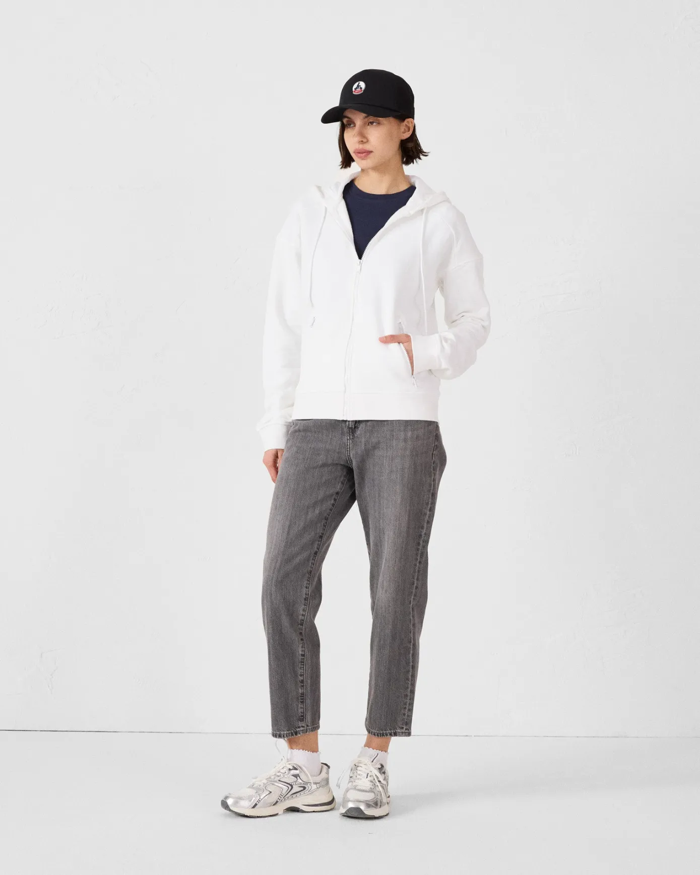 Veste zippée en molleton Blanc Leda